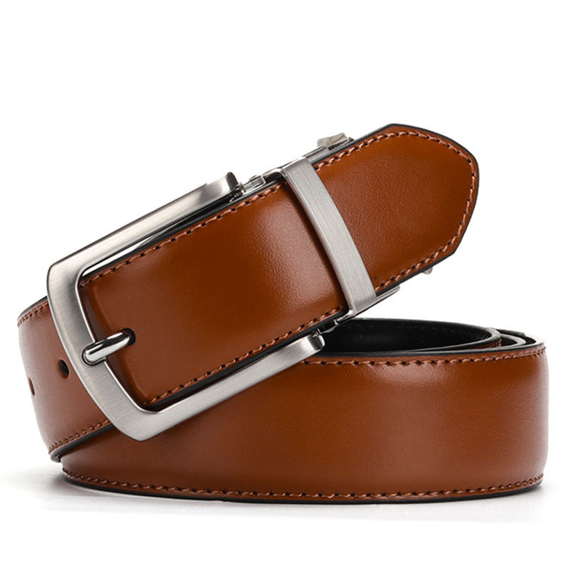 Genuine Leather Reversible Men's Belt with Swivel Pin Buckle