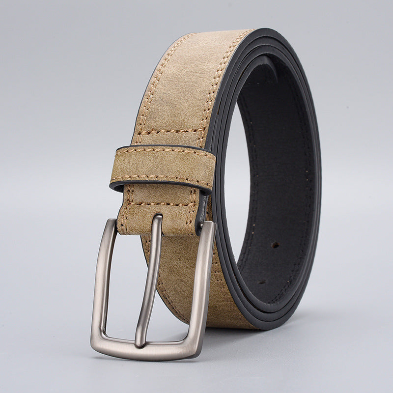 Men's Retro Leather Belt with Pin Buckle Casual Style