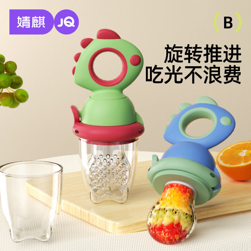 Joyncleon Push-Type Dinosaur Baby Fruit and Vegetable Feeder