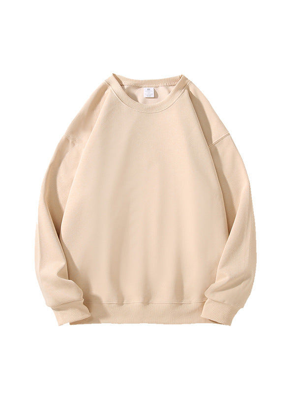 Unisex Solid Color Crew Neck Pullover Sweatshirt