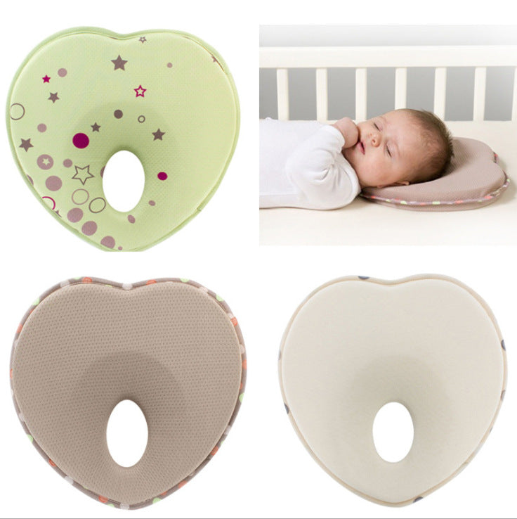 JJOVCE Pure Cotton Heart-Shaped Baby Head Shaping Pillow
