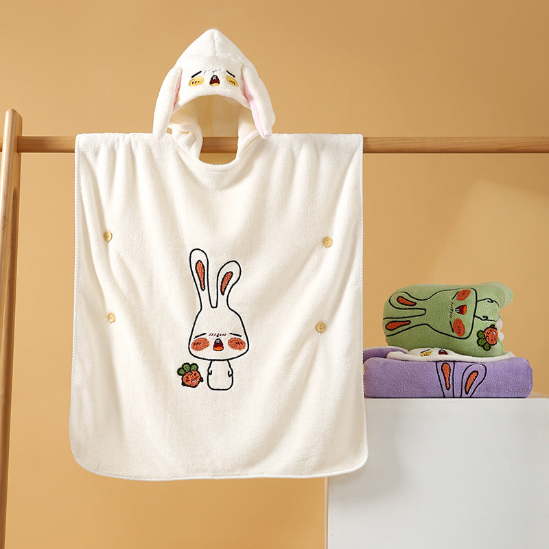 Coral Fleece Hooded Children's Bath Towel Cape for Newborns