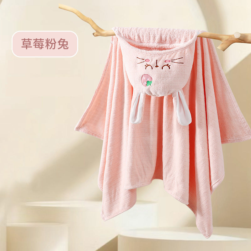 Yunyue Coral Fleece Hooded Baby Bath Towel Poncho