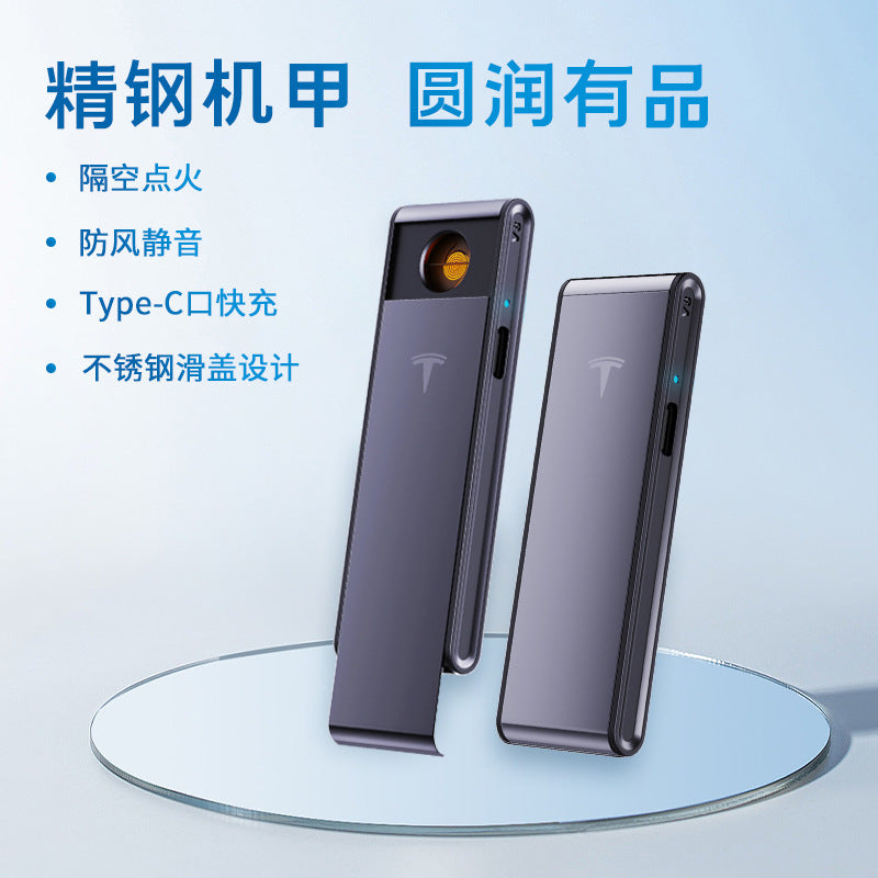 V8 Mini USB Rechargeable Windproof Lighter, Laser Logo