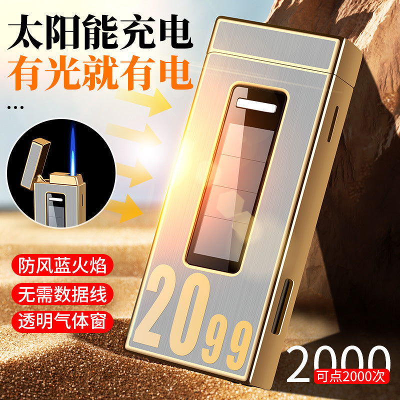 Solar Charging Windproof Lighter, Double-Plated Design