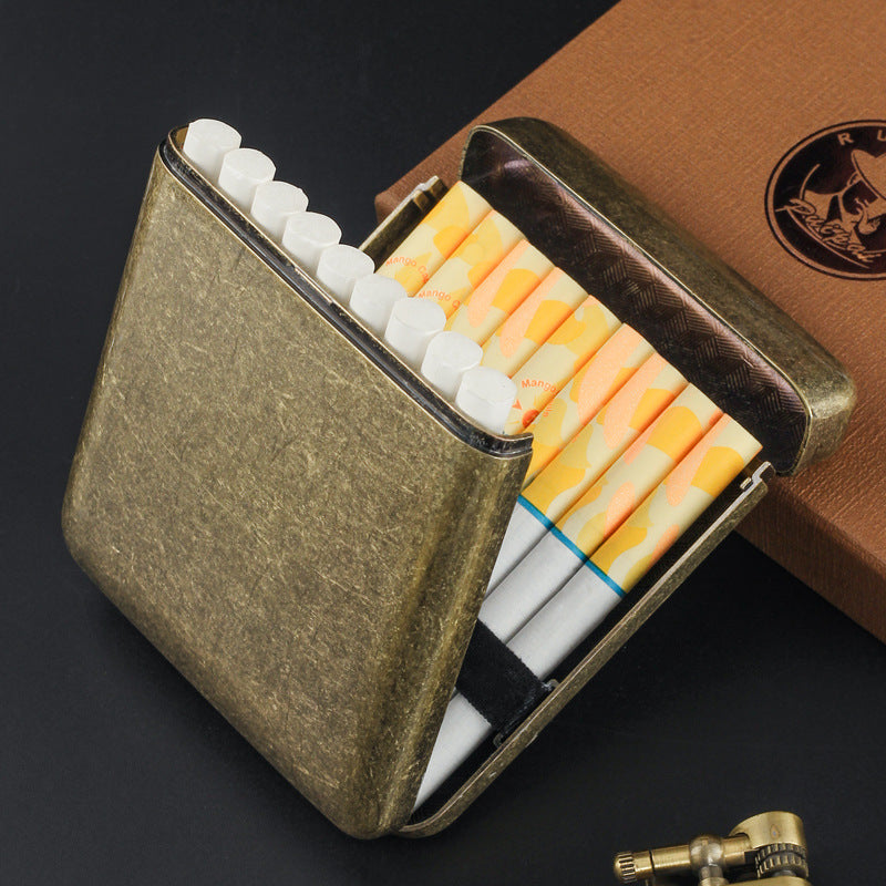 Retro Embossed Metal Cigarette Case, 18-Pack Three-Open
