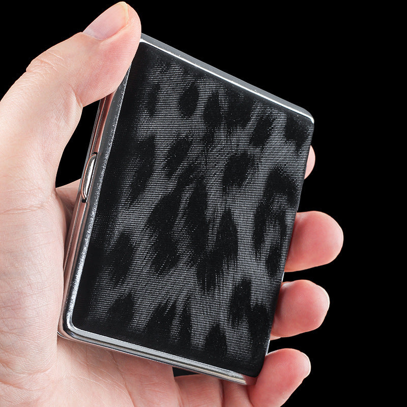 Leopard Print Metal Cigarette Case, 20-Pack Anti-Pressure
