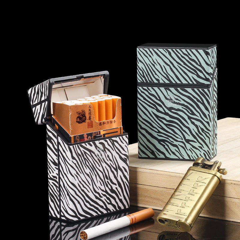 Zebra Pattern Plastic Cigarette Case, 20-Pack Anti-Pressure