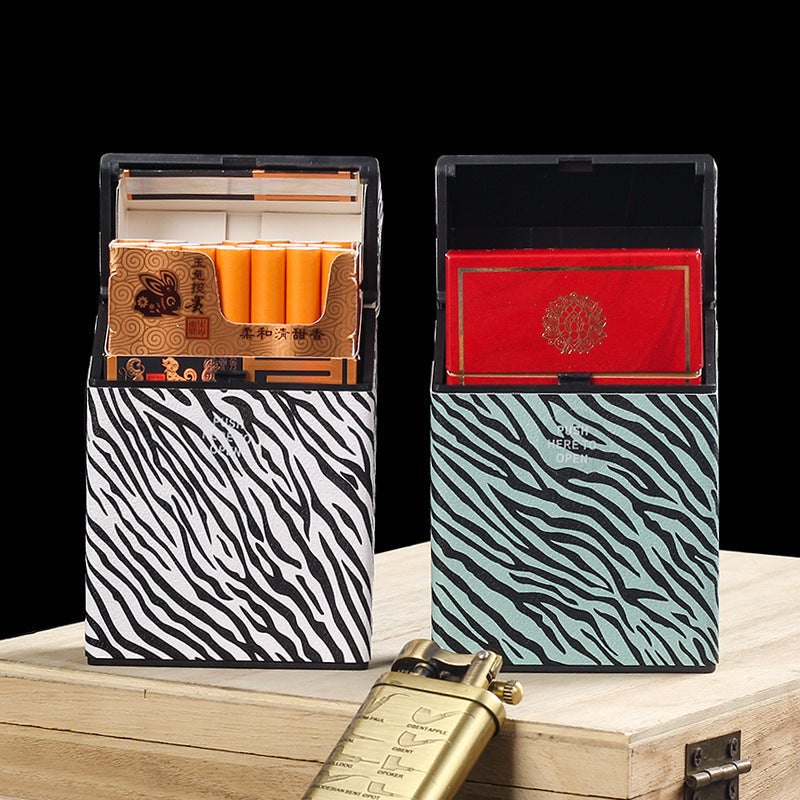 Zebra Pattern Plastic Cigarette Case, 20-Pack Anti-Pressure