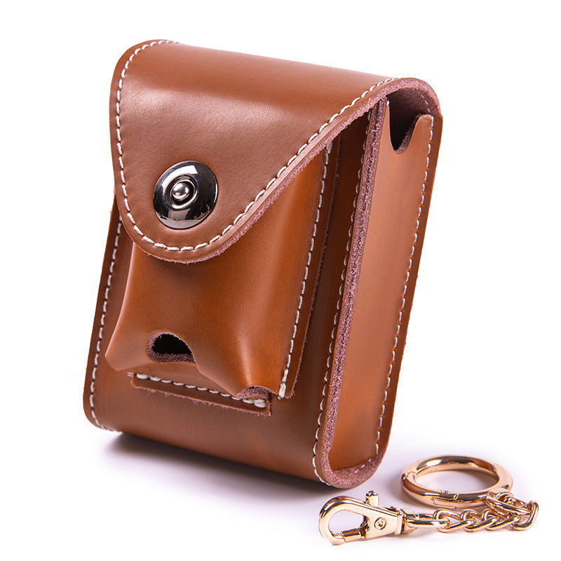 Cowhide-Style Cigarette and Lighter Bag, Retro Belt Pouch