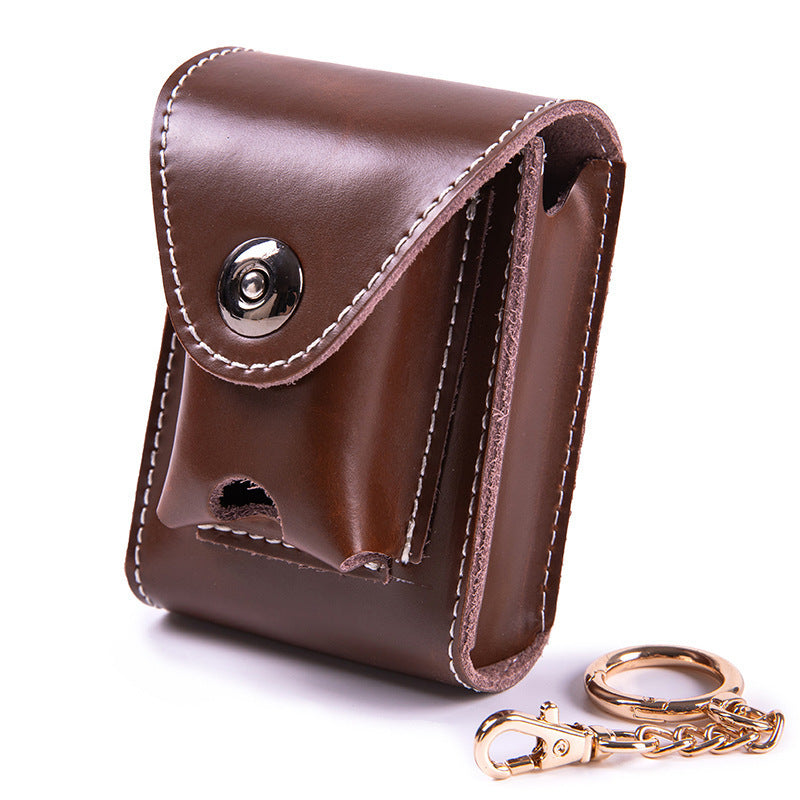 Cowhide-Style Cigarette and Lighter Bag, Retro Belt Pouch