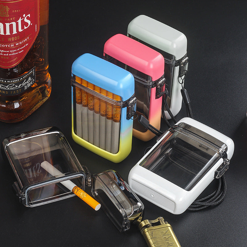Transparent Sealed Cigarette Case with Lanyard, 20-Pack