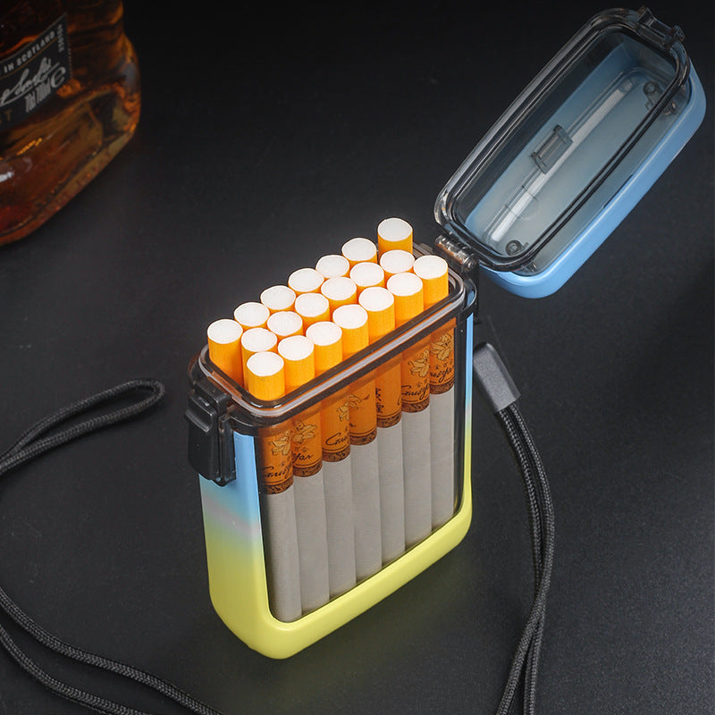 Transparent Sealed Cigarette Case with Lanyard, 20-Pack
