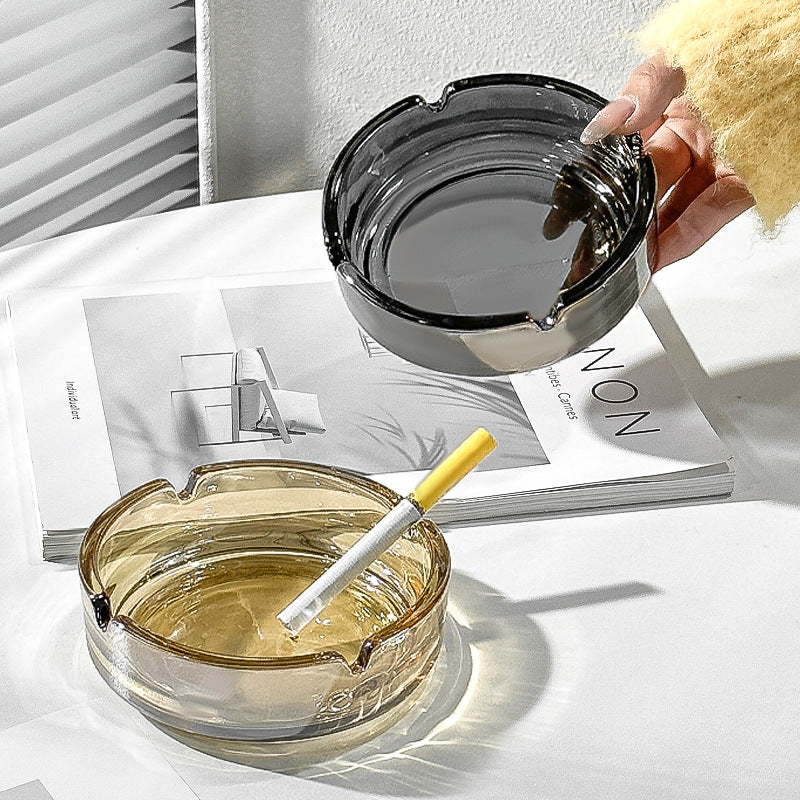 Round Glass Ashtray, Classic Minimalist Design