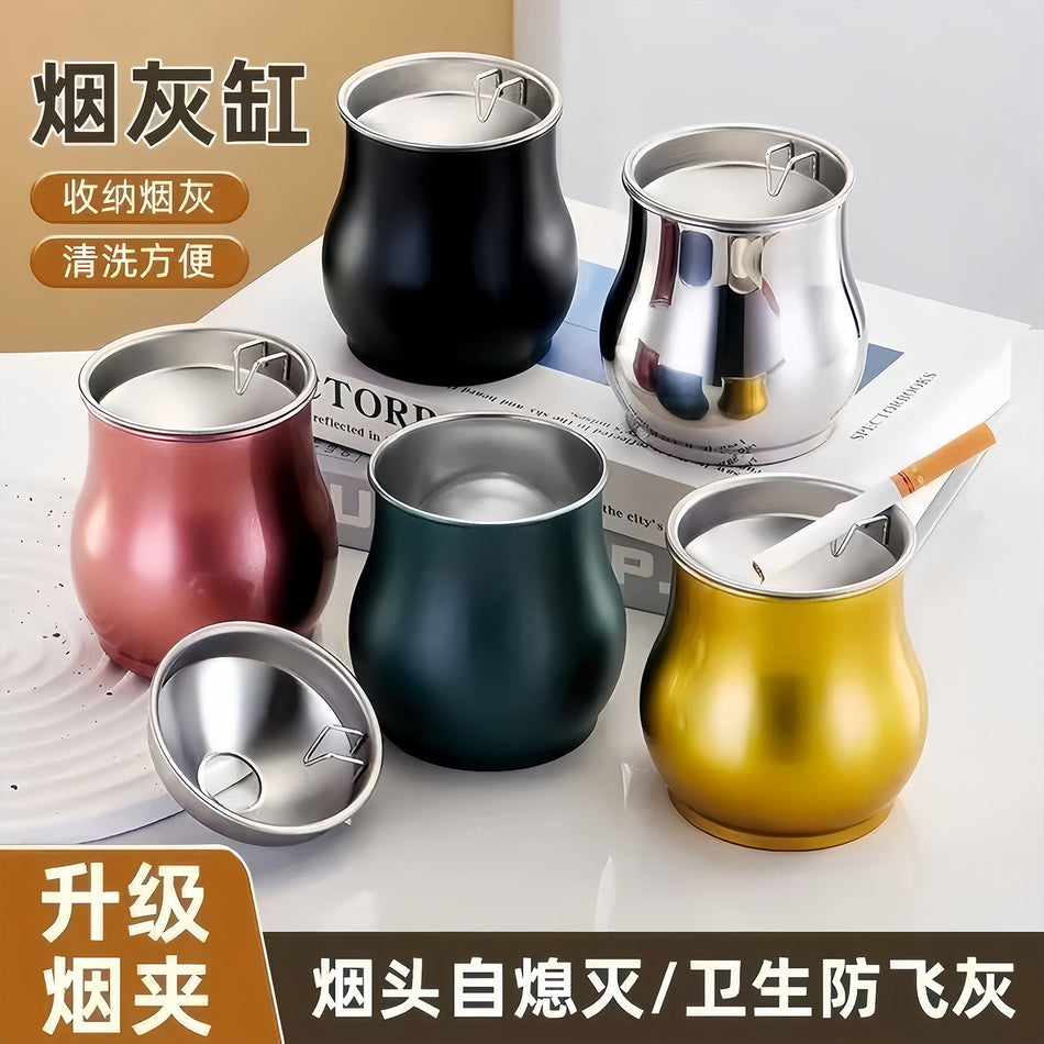 Extra-Large Windproof Stainless Steel Ashtray with Lid