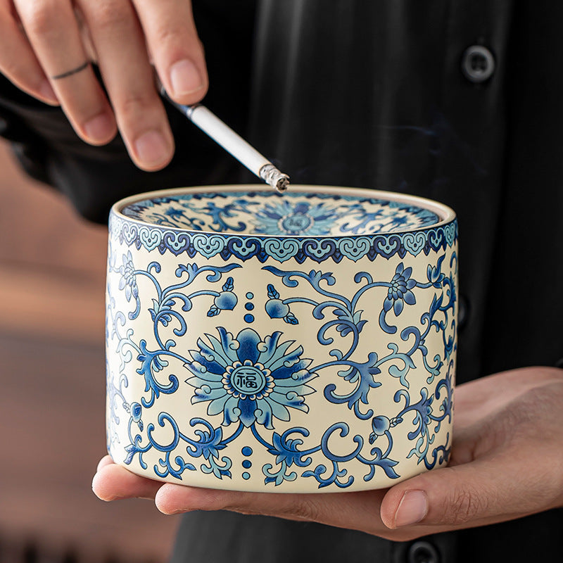 Ru Kiln Ceramic Ashtray with Lid, Tea Ceremony Accessory