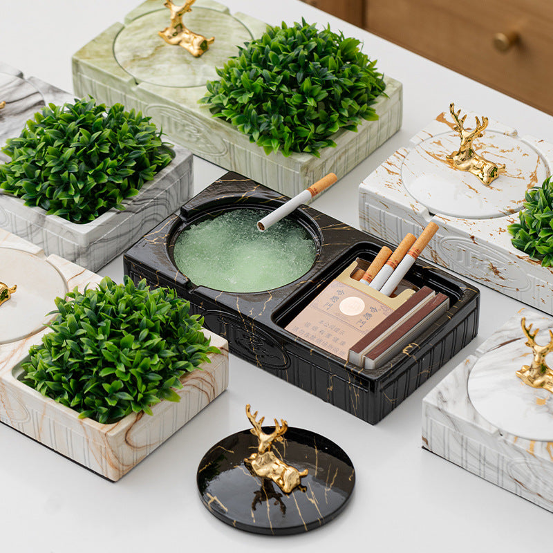 Nordic Ceramic Ashtray, Green Plant Design Options