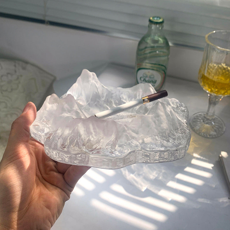 Iceberg-Shaped Glass Ashtray, Nordic Light Luxury Design