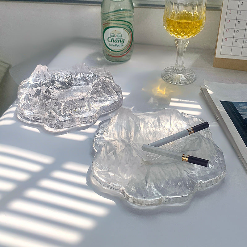 Iceberg-Shaped Glass Ashtray, Nordic Light Luxury Design