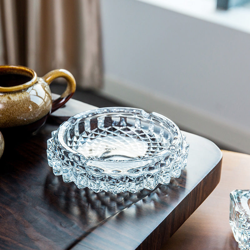 Crystal Glass Ashtray, European Style, Large Size