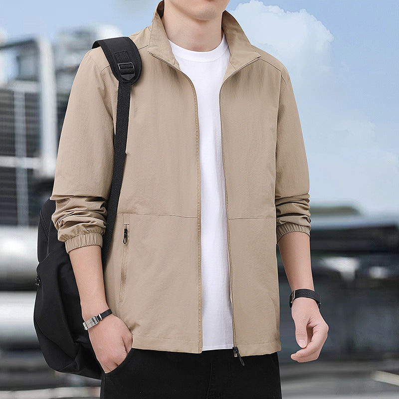 Men's Lightweight Single-Layer Windbreaker Jacket for Spring