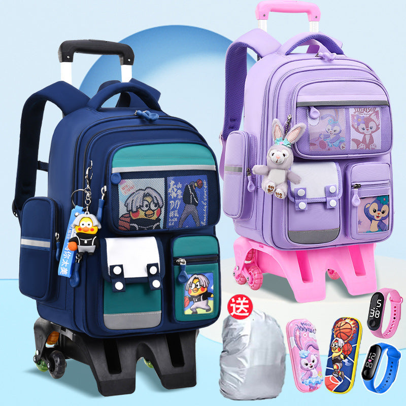 Kids Large Capacity Rolling School Backpack Trolley Bag