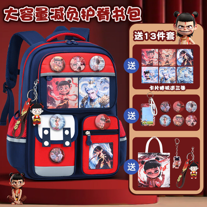 Kids Nezha Large Capacity School Backpack for Primary Students