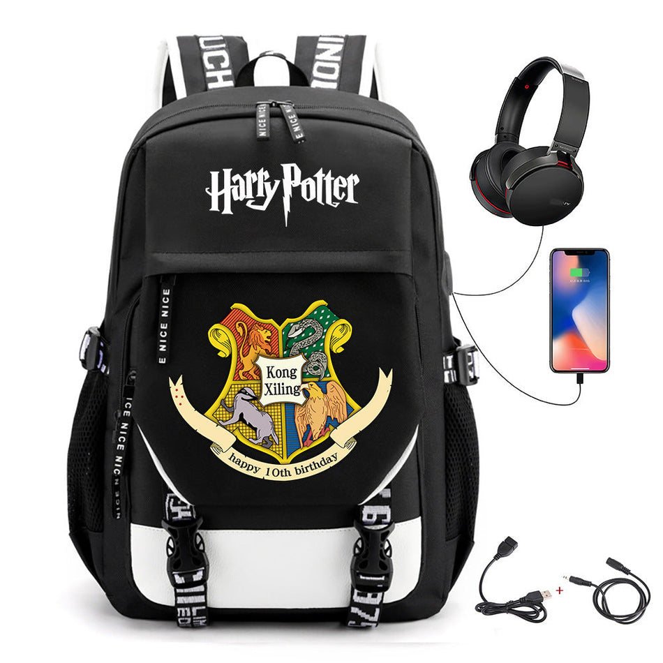 Girls Harry Potter School Backpack Large Capacity USB Travel Bag