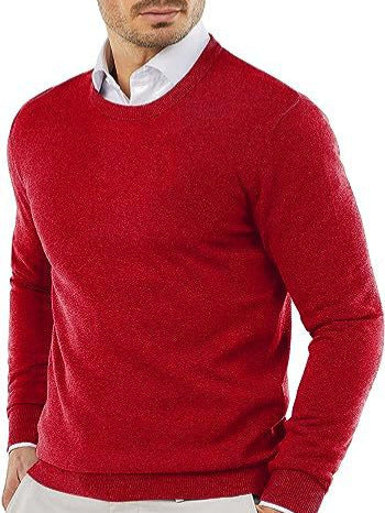 Men's Solid Color Crew Neck Pullover Sweater