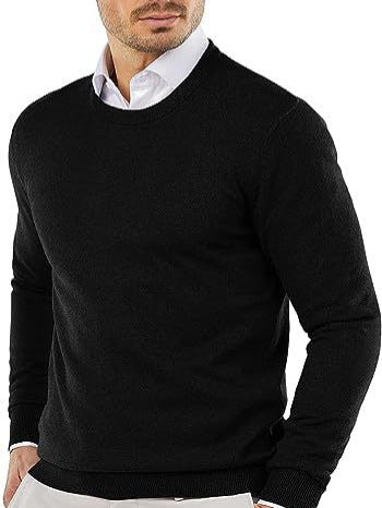 Men's Solid Color Crew Neck Pullover Sweater