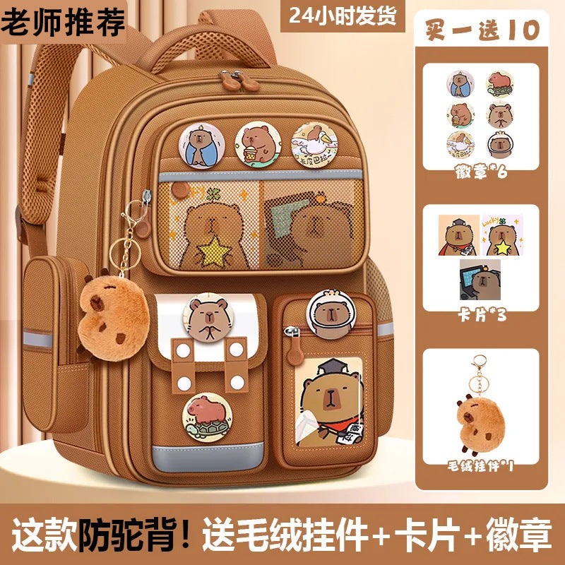 Capybara Kids School Backpack Large Capacity Lightweight Book Bag