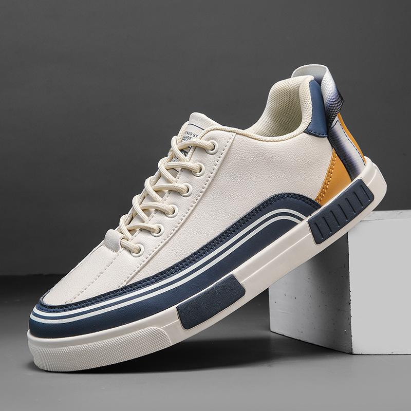 Men's Leather Casual Sneakers with Plus-Size Fit