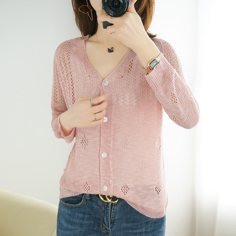 Women's Lightweight Open-Knit Cardigan with Relaxed Shawl Fit