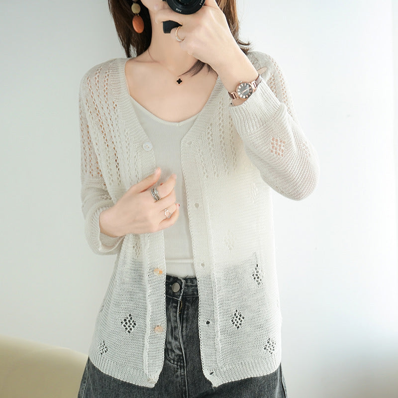 Women's Lightweight Open-Knit Cardigan with Relaxed Shawl Fit