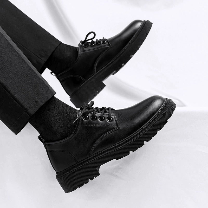 Men's British Style Business Leather Shoes with Thick Sole