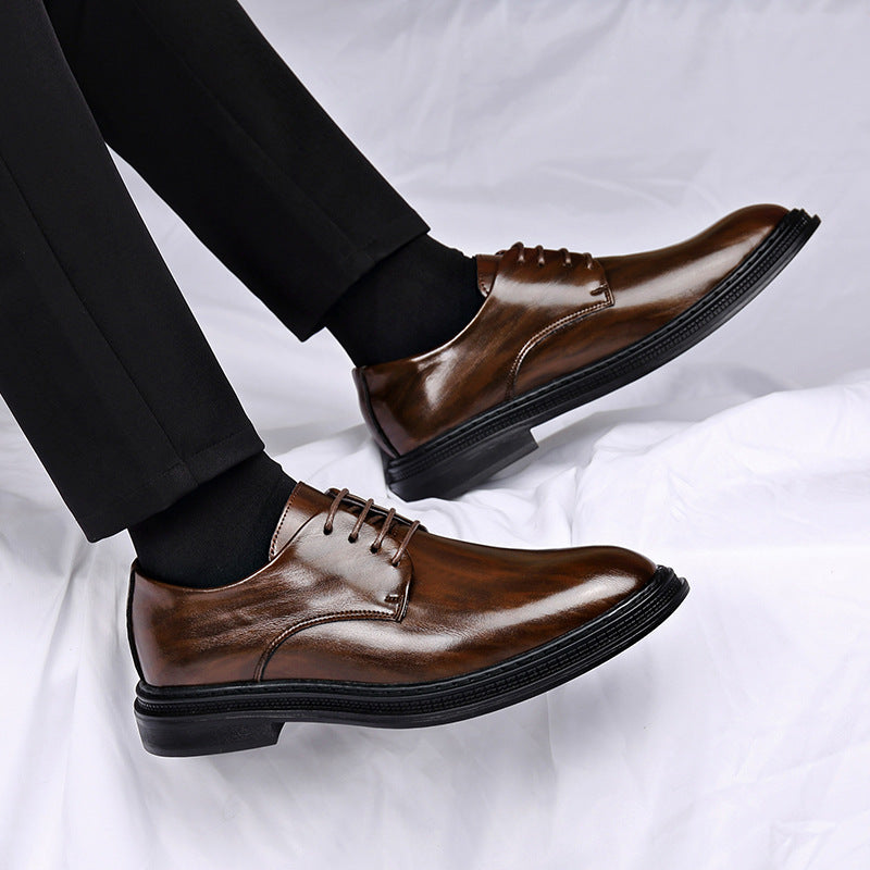 Men's Pointed Toe Business Leather Dress Shoes with Soft Sole