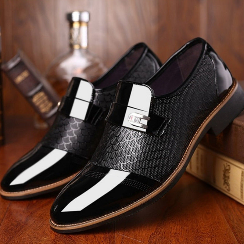 Men's Pointed Toe Slip-On Leather Dress Shoes for Formal Wear