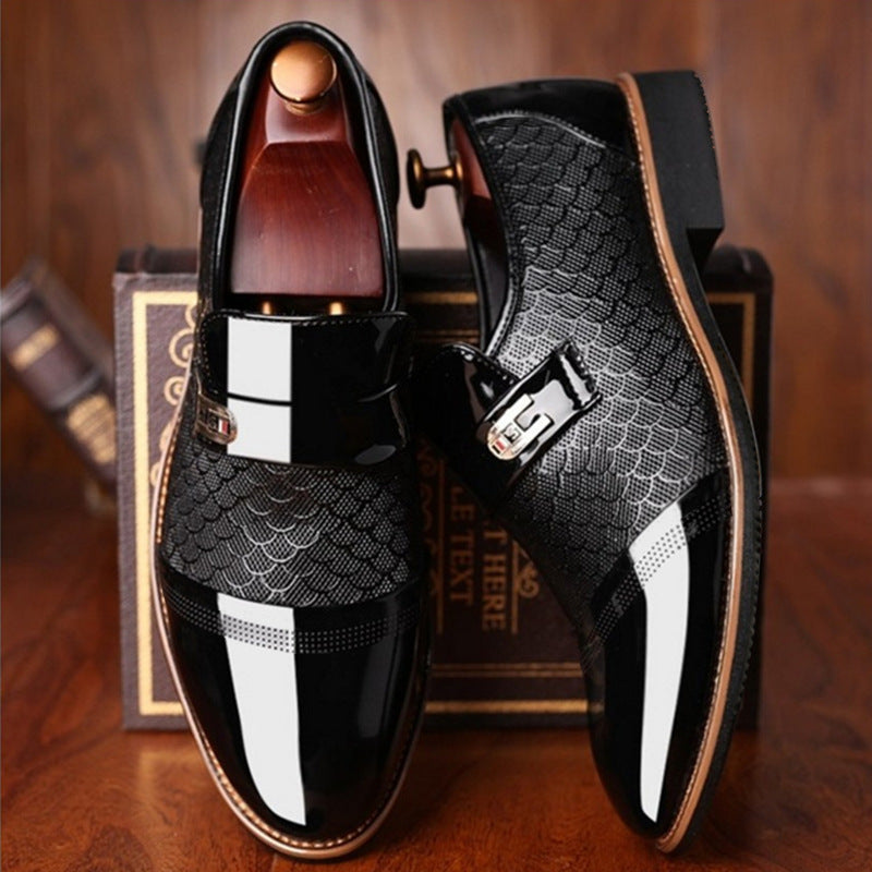 Men's Pointed Toe Slip-On Leather Dress Shoes for Formal Wear