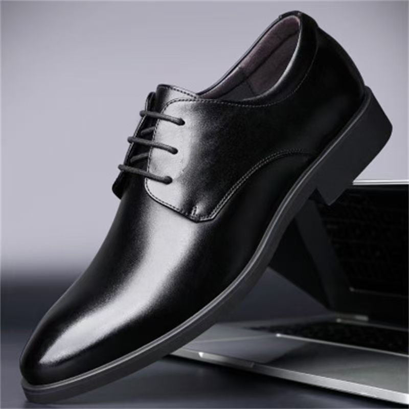 Men's British Style Business Leather Shoes with Lift Sole Comfort