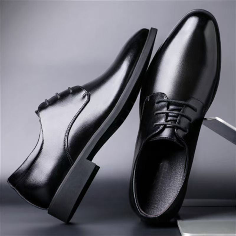 Men's British Style Business Leather Shoes with Lift Sole Comfort