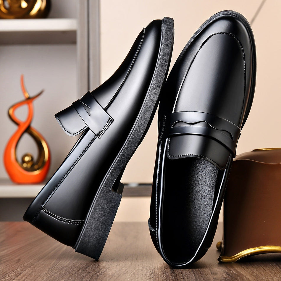 Men's Leather Business Shoes with Soft Non-Slip Sole Large Size