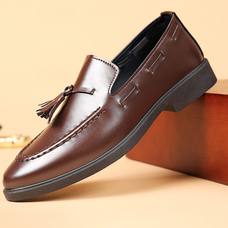 Men's Tassel Leather Loafers with Soft Sole Formal Style