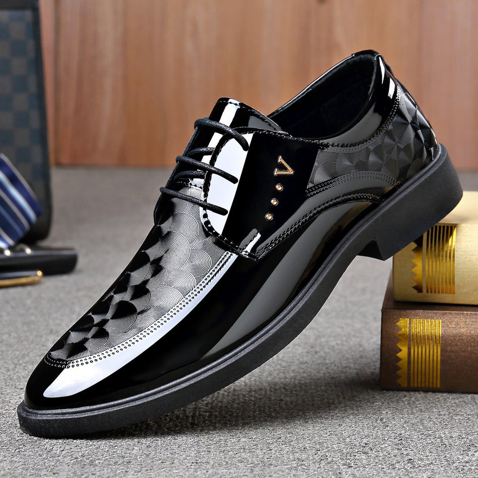 Men's Soft Leather Lace-Up Business Casual Shoes Large Size