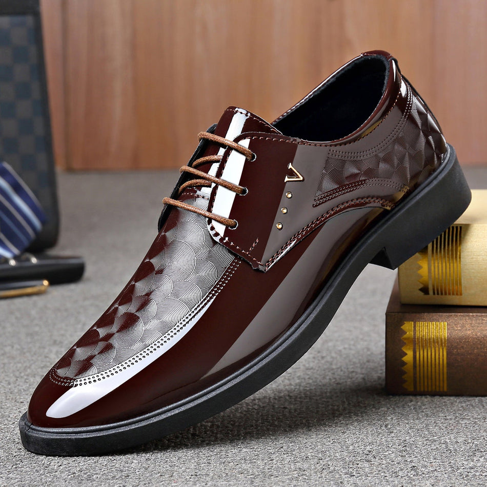Men's Soft Leather Lace-Up Business Casual Shoes Large Size