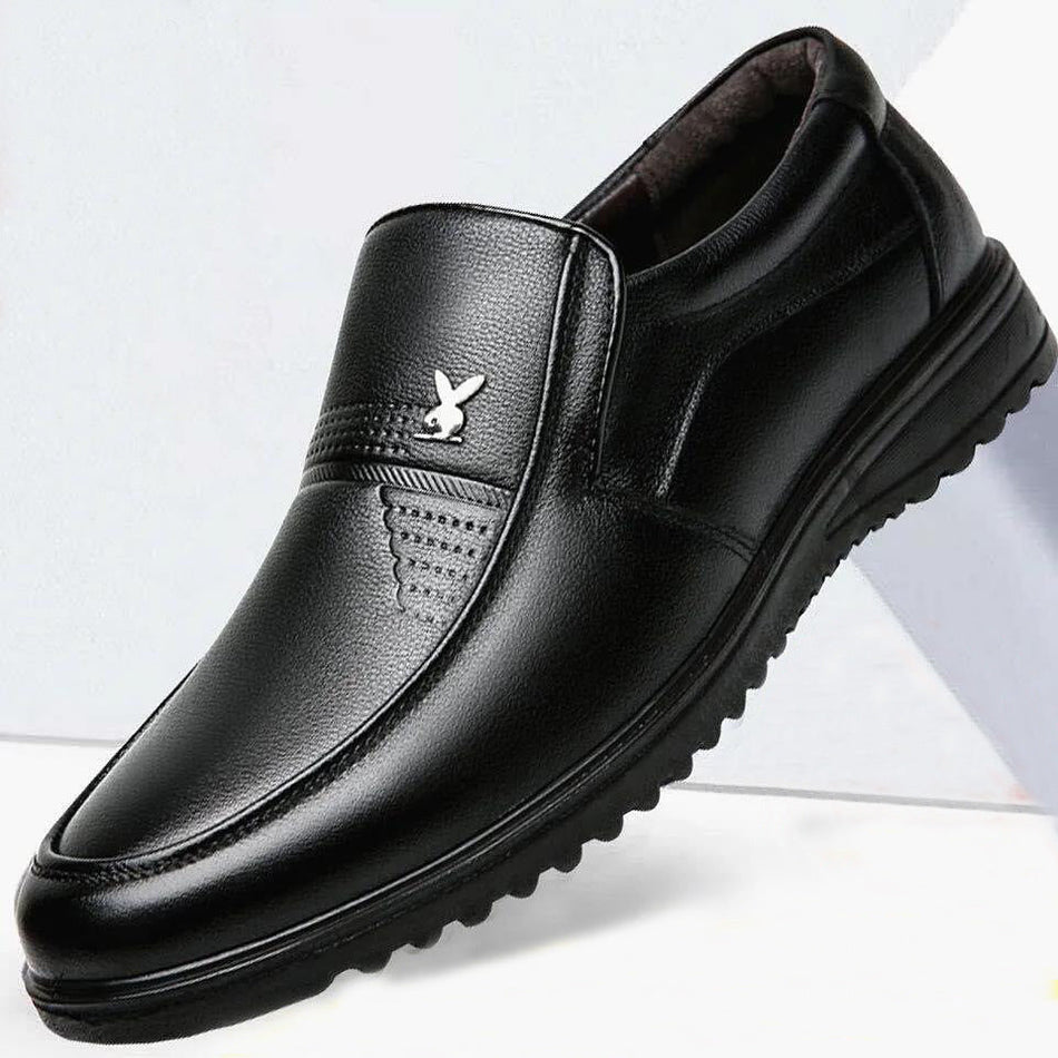 Men's Korean Style Breathable Leather Shoes with Soft Sole