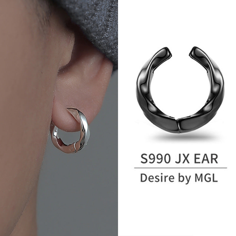 Men's Non-Pierced Hip-Hop Ear Clips with Personalized Design