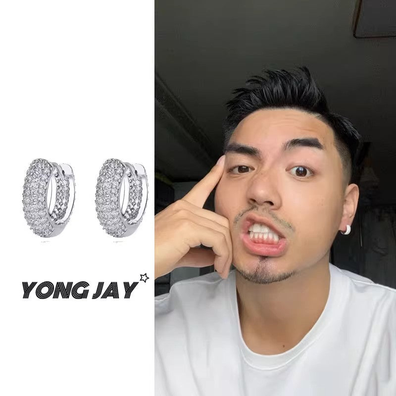 Men's Full Diamond Style Hip-Hop Earrings Luxury Design Accent