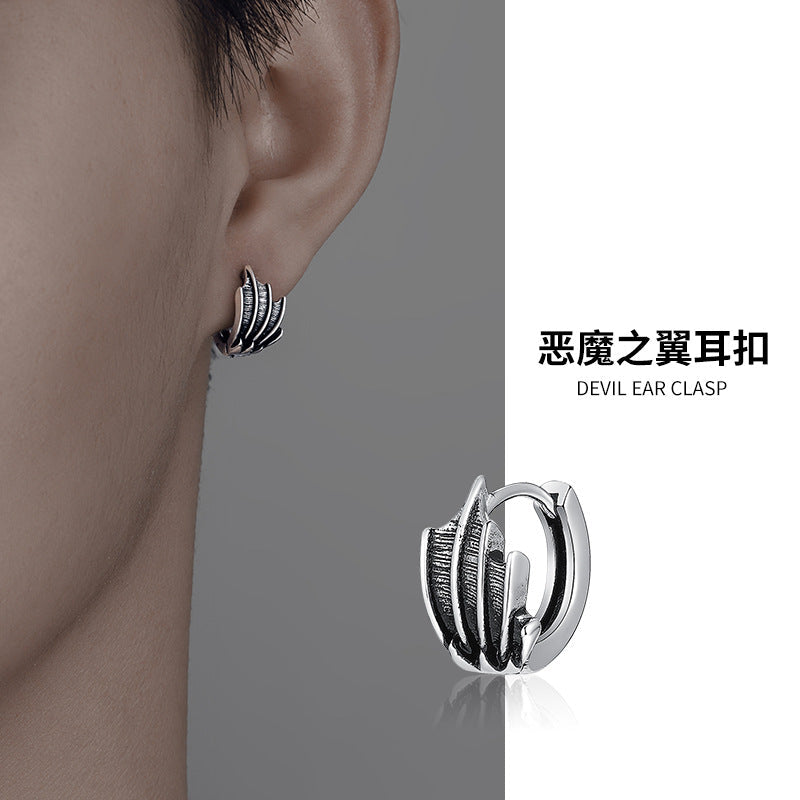 Men's Devil Wing Earrings with Niche Fashion Design Style