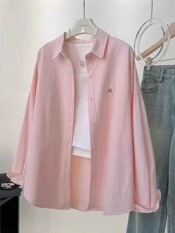 Women’s Lapel Shirt Jacket, Loose Long-Sleeve Spring Top