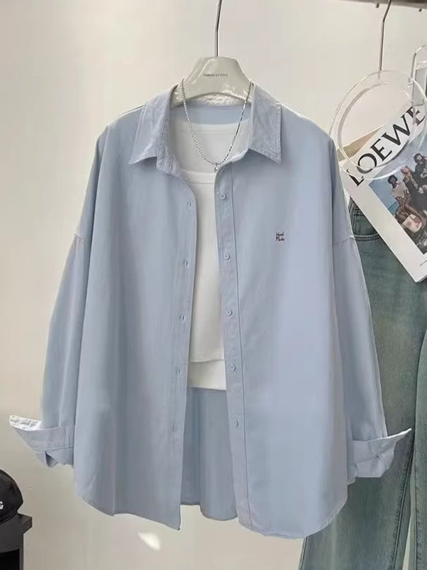 Women’s Lapel Shirt Jacket, Loose Long-Sleeve Spring Top
